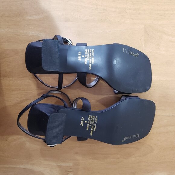 Unlisted Brand Black Formal Satin Sandals Size 8 - Picture 6 of 6